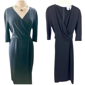 Max Mara Wrap Dress Womens 8 Midi Quiet Luxury Old Money Stretch Capsule LBD